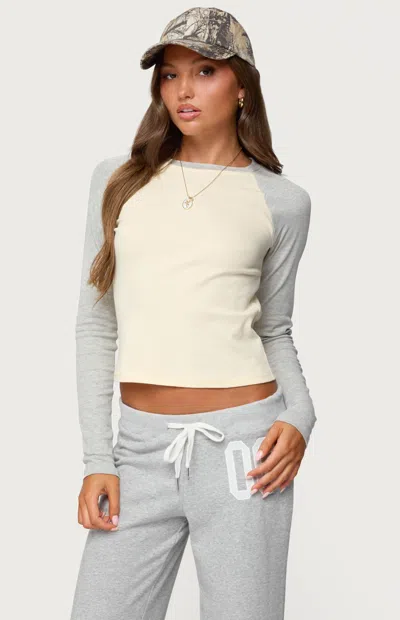 Edikted Raya Long Sleeve T Shirt In Neutral