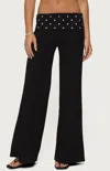 Edikted Reeva Polka Dot Fold Over Pants In Black