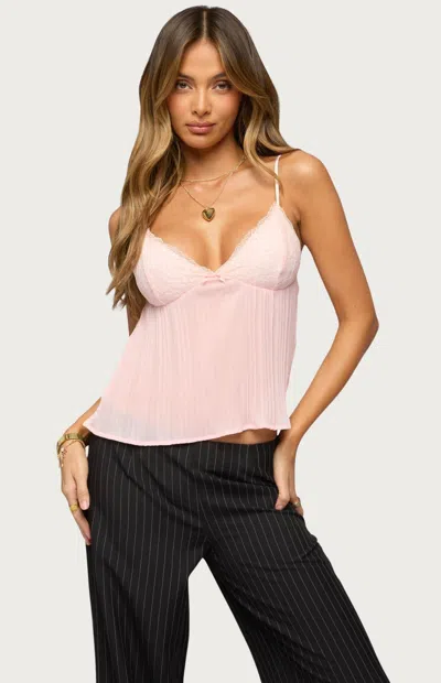 Edikted Rhian Lace Pleated Camisole In Pink