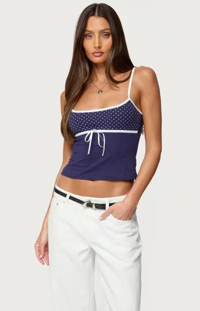 Edikted Rhoda Contrast Polka Dot Tank Top In Blue