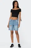 Edikted Riptide Ripped Denim Bermuda Shorts In Blue