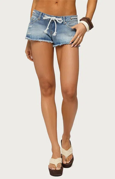 Edikted Women's Robe Tie Denim Micro Shorts In Light Blue