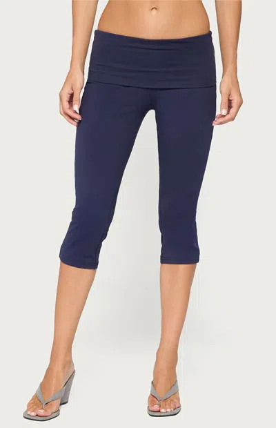 Edikted Women's Rocio Foldover Capri Pants In Navy In Multi
