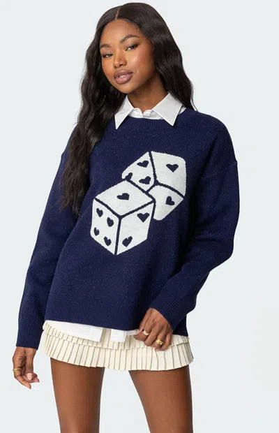 Edikted Women's Roll The Dice Sweater In Navy In Blue