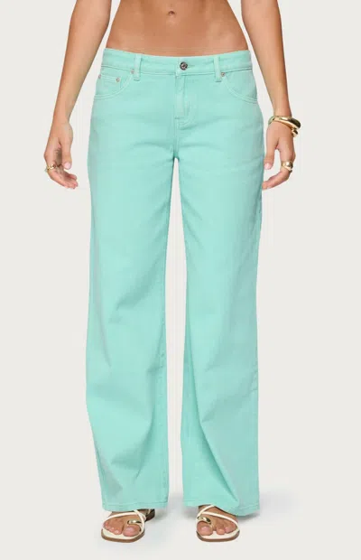 Edikted Roman Slouchy Low Rise Wide Leg Jeans In Green