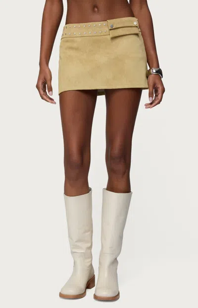 Edikted Women's Roney Stud Faux Suede Mini Skort In Tan In Multi