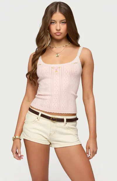 Edikted Rosaliee Pointelle Tank In Pink