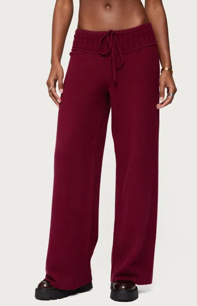 Edikted Women's Russell Straight Leg Knit Pants In Burgundy