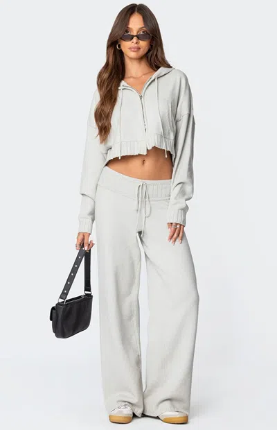 Edikted Women's Russell Straight Leg Knit Pants In Light Gray