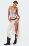 Edikted Rylee Tie Front Open Back Top In Blue