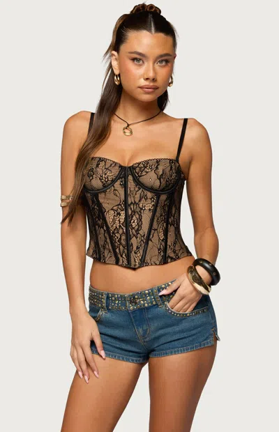 Edikted Women's Saffire Detachable Straps Lace Corset In Black