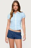 Edikted Saide Contrast Tailored Button Up Shirt In Blue