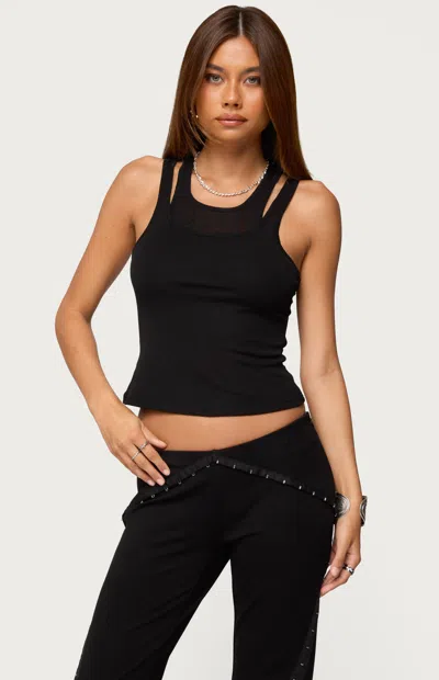 Edikted Sammy Layered Crop Tank In Black