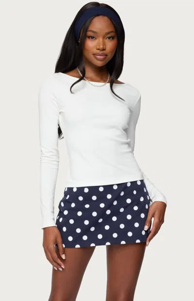 Edikted Savi Boat Neck Long Sleeve Top In White