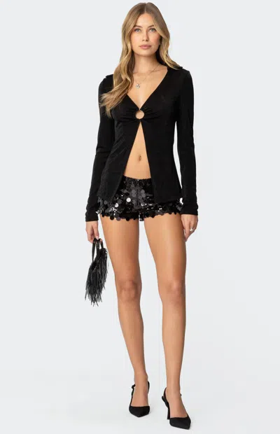 Edikted Women's Sephira Sequin Micro Shorts In Black