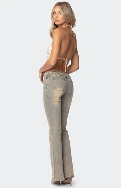 Edikted Women's Sequin Open Back Halter Top In Light Pink In Gray