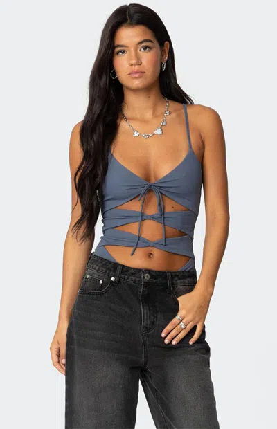 Edikted Serene Cut Out Bodysuit In Navy