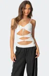 Edikted Serene Cutout Bodysuit In Blue