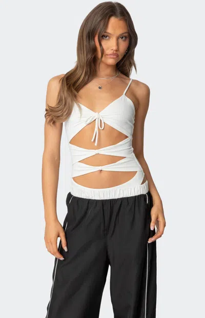 EDIKTED WOMEN'S SERENE CUT OUT BODYSUIT IN WHITE