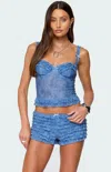 Edikted Shailee Ruffled Bra Top In Blue