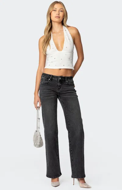 Edikted Women's Shayna Low Rise Jeans In Black