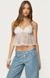 Edikted Sheer Sequin Mesh Babydoll Camisole In White