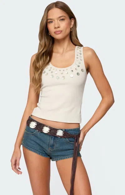 Edikted Beach Babe Scoop Tank Top In White