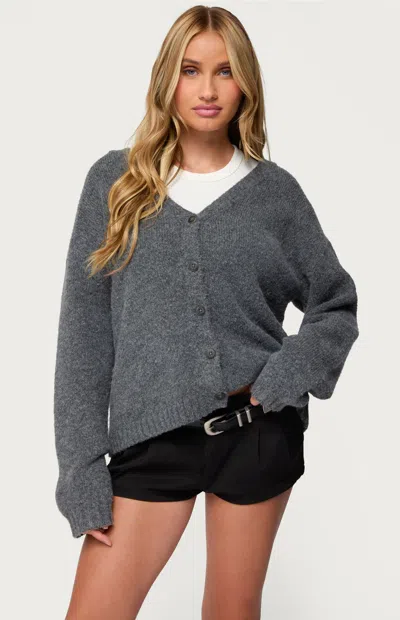 Edikted Women's Shiraz Oversized V Neck Cardigan In Dark Gray