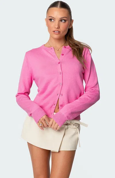 Edikted Shlo Crop Cardigan In Pink