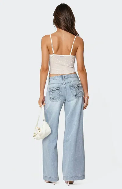 Edikted Women's Sidonie Wide Leg Jeans In Light Blue In Gold