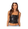 EDIKTED WOMEN'S SIMONE FAUX LEATHER CORSET TOP