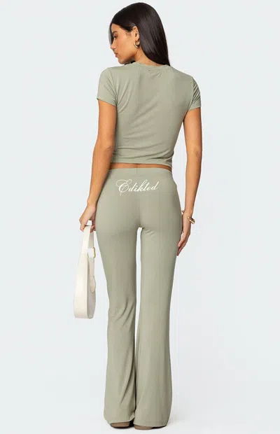 Edikted Women's So  Flared Pants In Olive In Gray