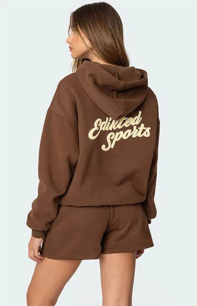 Edikted So Sporty Hoodie In Brown