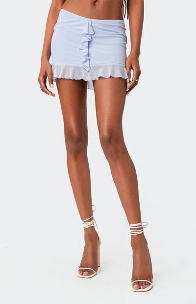 Edikted Women's Solange Ruffle Mesh Mini Skirt In Blue