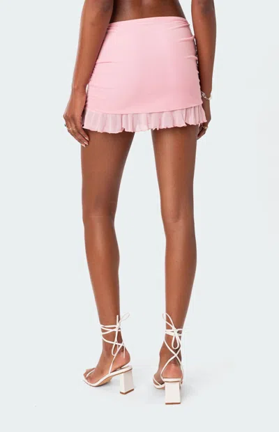 Edikted Women's Solange Ruffle Mesh Mini Skirt In Pink