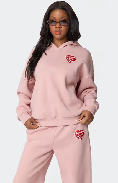 Edikted Someone Loves You Hoodie In Pink
