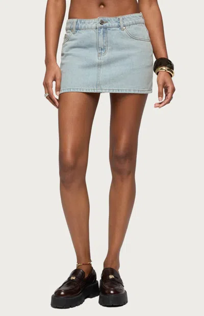 Edikted Spencer Low Rise Denim Micro Skirt In Light/blue/washed, Women's At Urban Outfitters