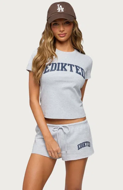 Edikted Women's Sporty Babe  T-shirt In Heather Gray