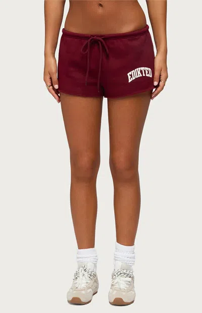 Edikted Women's Sporty Babe Micro Shorts In Burgundy