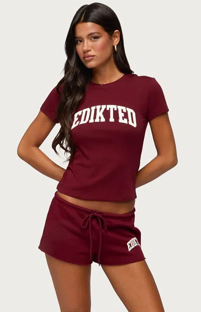 Edikted Women's Sporty Babe T-shirt In Burgundy