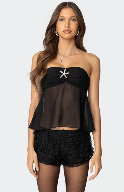 Edikted Starfish Embellished Strapless Top In Black