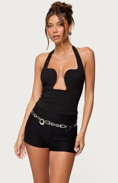 Edikted Stassy Abstract Cutout Halter Top In Black