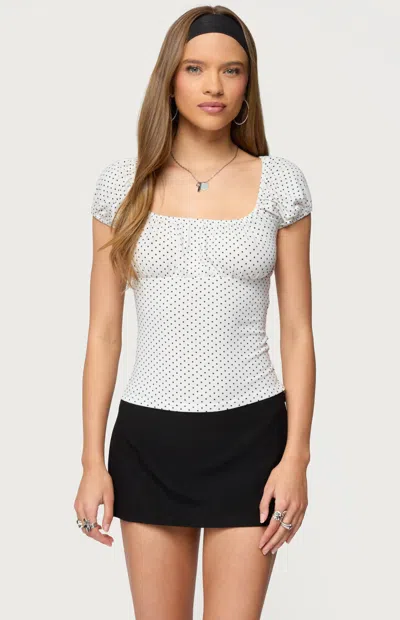 Edikted Stefania Polka Dot T-shirt In White