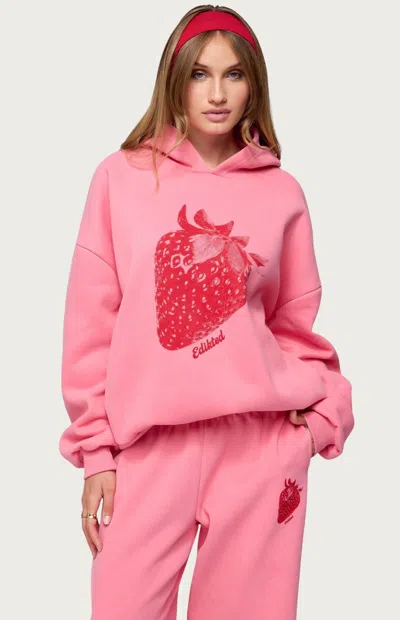 Edikted Strawberry Babe Hoodie In Pink