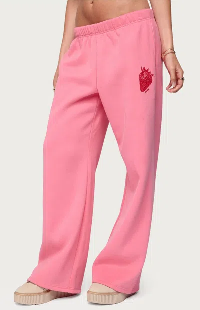 Edikted Strawberry Babe Sweatpants In Pink