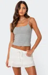 Edikted Striped Henley Tank Top In Gray Melange
