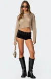 Edikted Studded Foldover Micro Shorts In Black