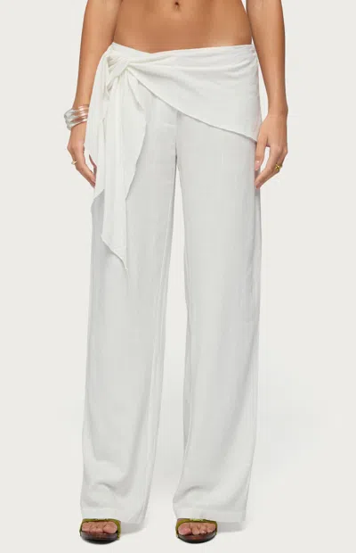 Edikted Women's Suki Sarong Belt Linen Look Pants In White