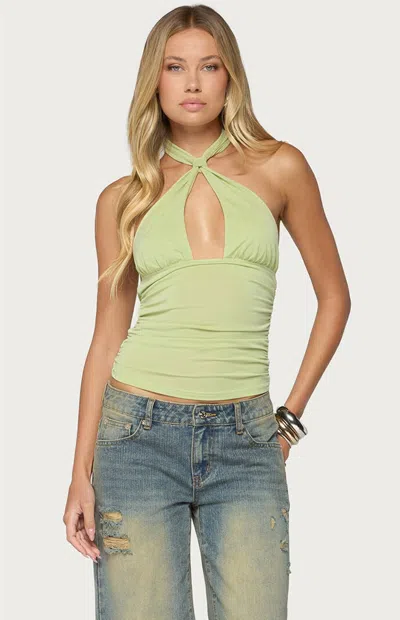 Edikted Women's Surrey Knotted Halter Top In Sage