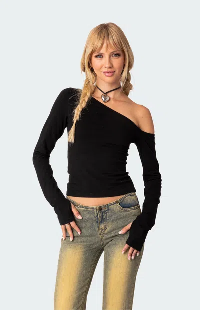 Edikted Swan One-shoulder Top In Black